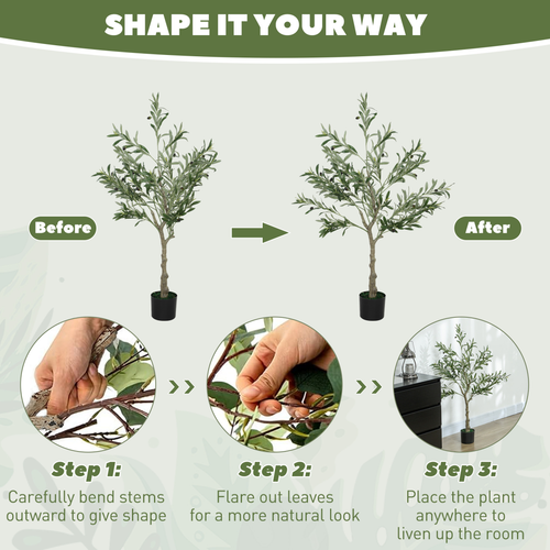 Indoor Artificial Olive Tree, 120cm Potted Silk Plant