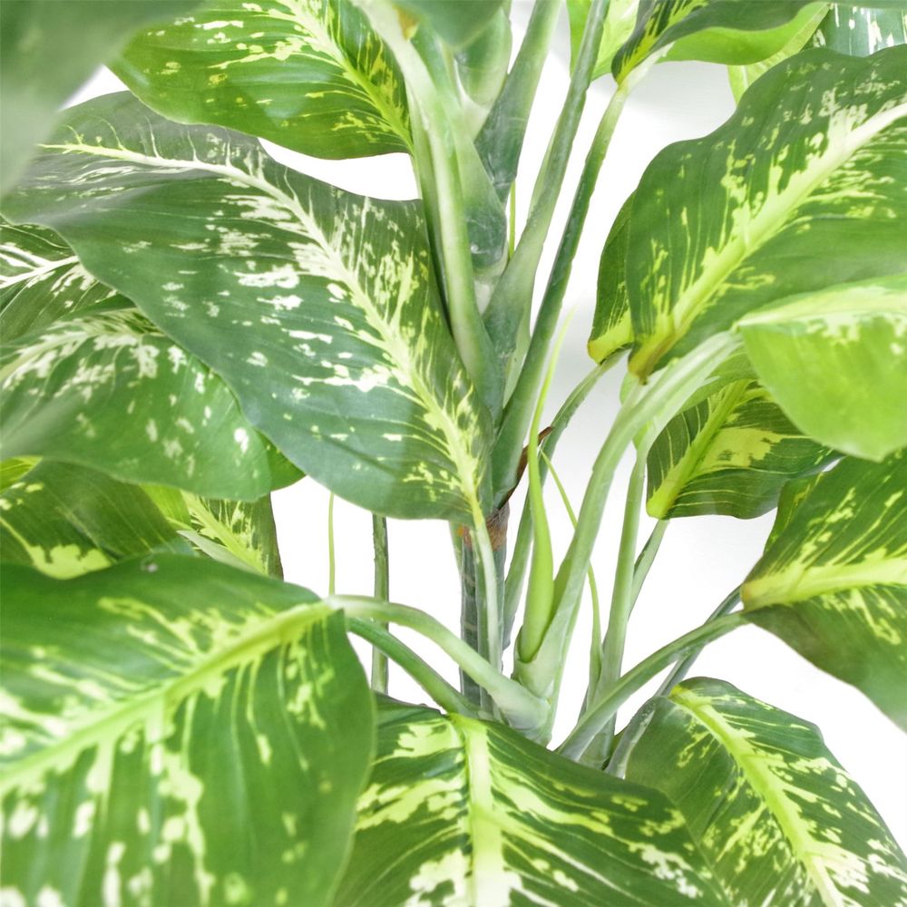 100cm Large Spotted Evergreen Artificial Plant with Silver Metal Planter