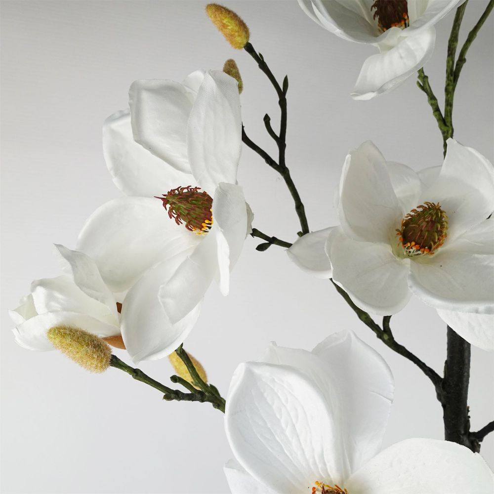 110cm Magnolia Artificial Tree in White Pot with Silk Flowers