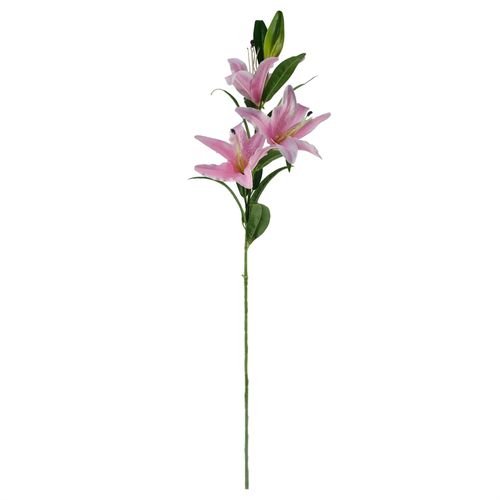 100cm Artificial Pink Lily Arrangement with Glass Vase