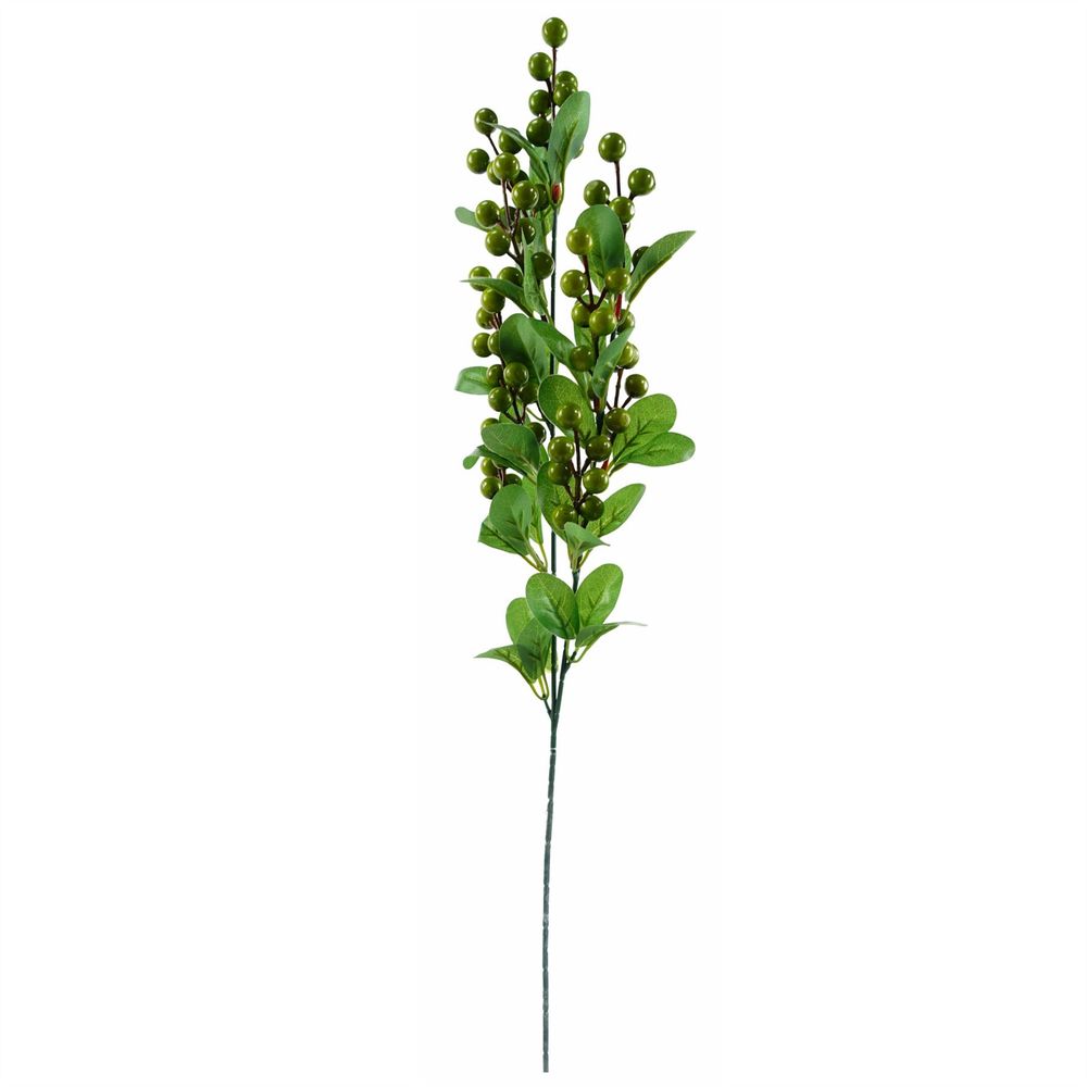 70cm Red Lily Display Silver Glass Vase with Fern and Berry Spray