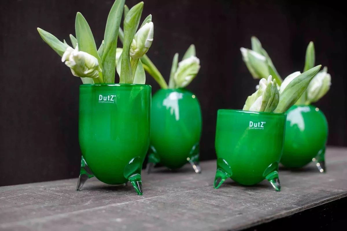 EVITA Vase with Feet - Set of 4pcs - Elegant Home Décor in Multiple Colors, Handcrafted Glass Vase, Unique Handmade Home Decoration