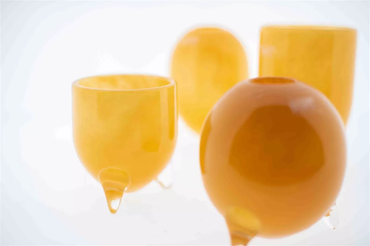 EVITA Vase with Feet - Set of 4pcs - Elegant Home Décor in Multiple Colors, Handcrafted Glass Vase, Unique Handmade Home Decoration