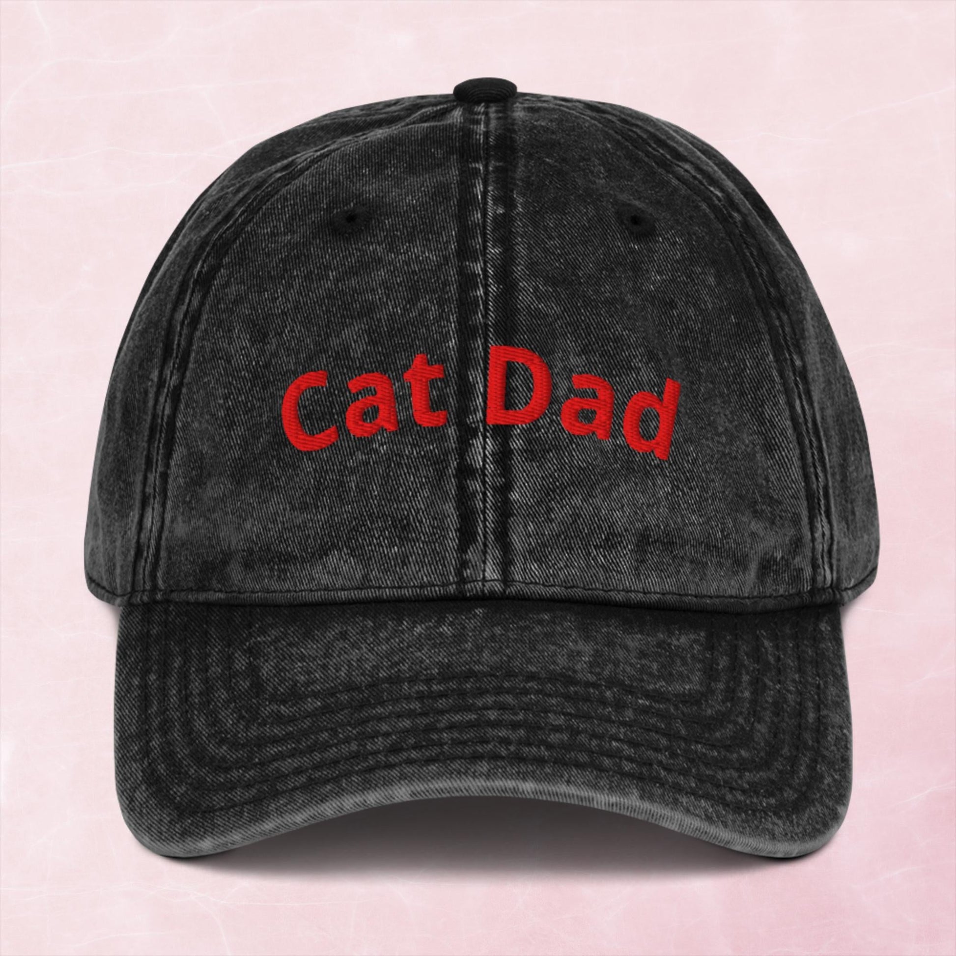 Cool quirky cat dad embroidered word Vintage effect Cotton Twill Cap