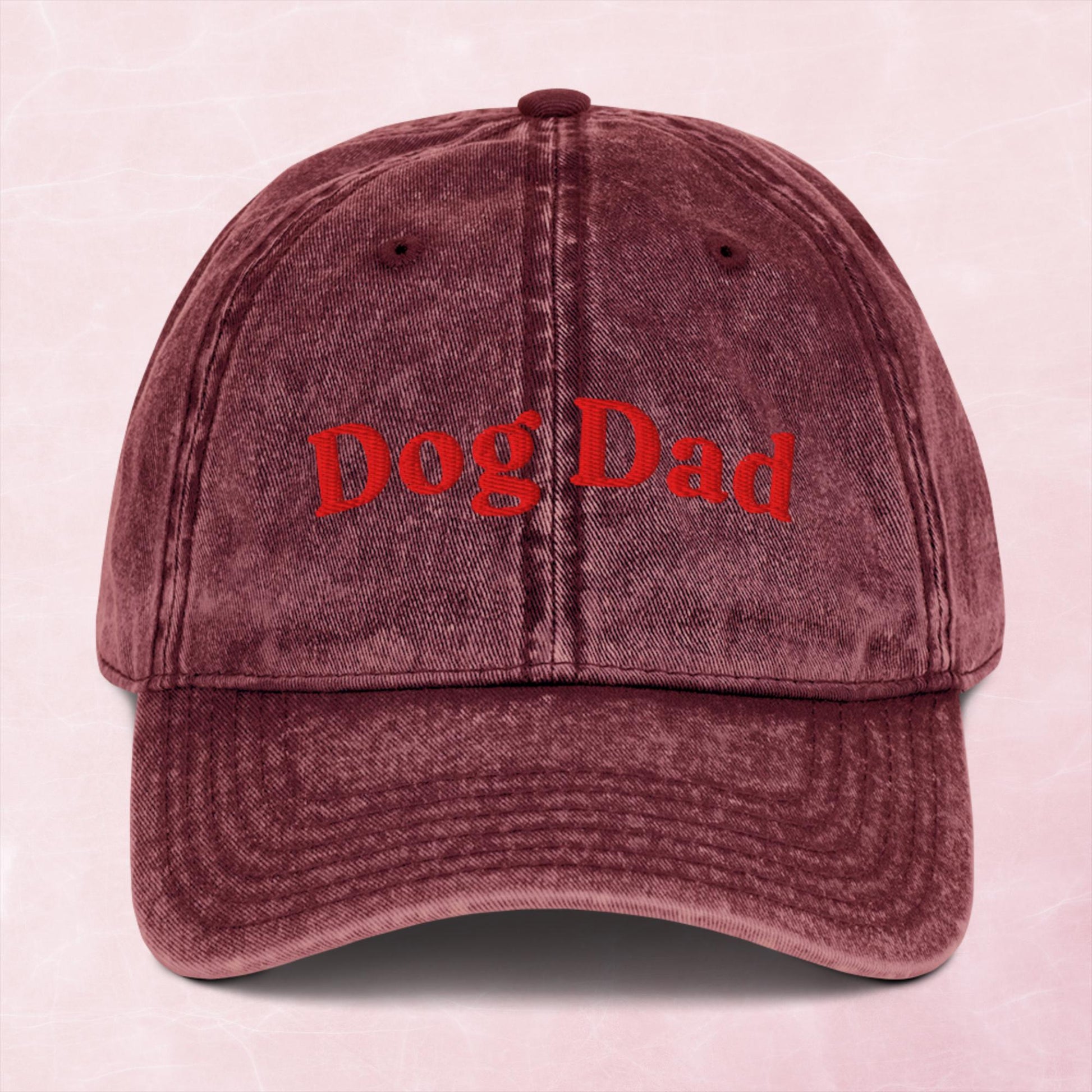 Cool quirky dog dad embroidered word Vintage effect Cotton Twill Cap