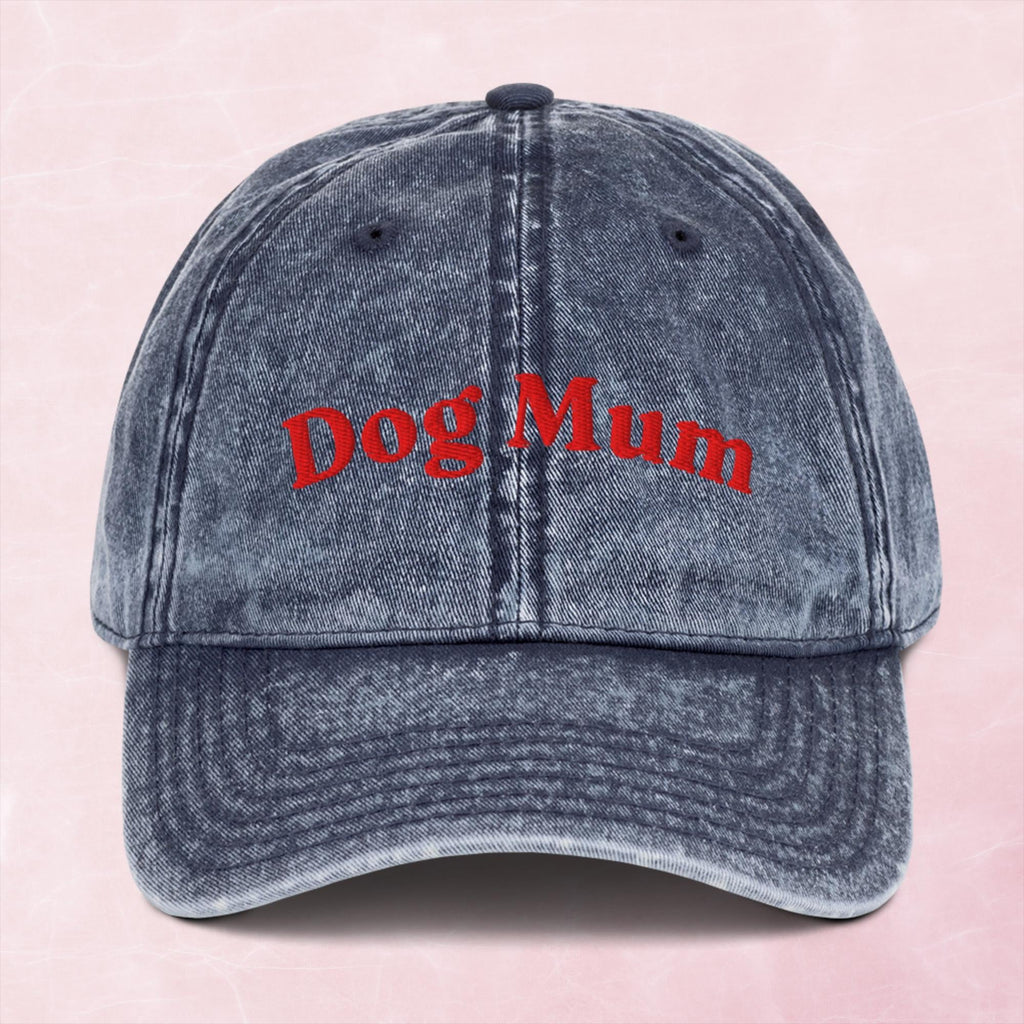 Cool quirky dog mum embroidered word Vintage effect Cotton Twill Cap