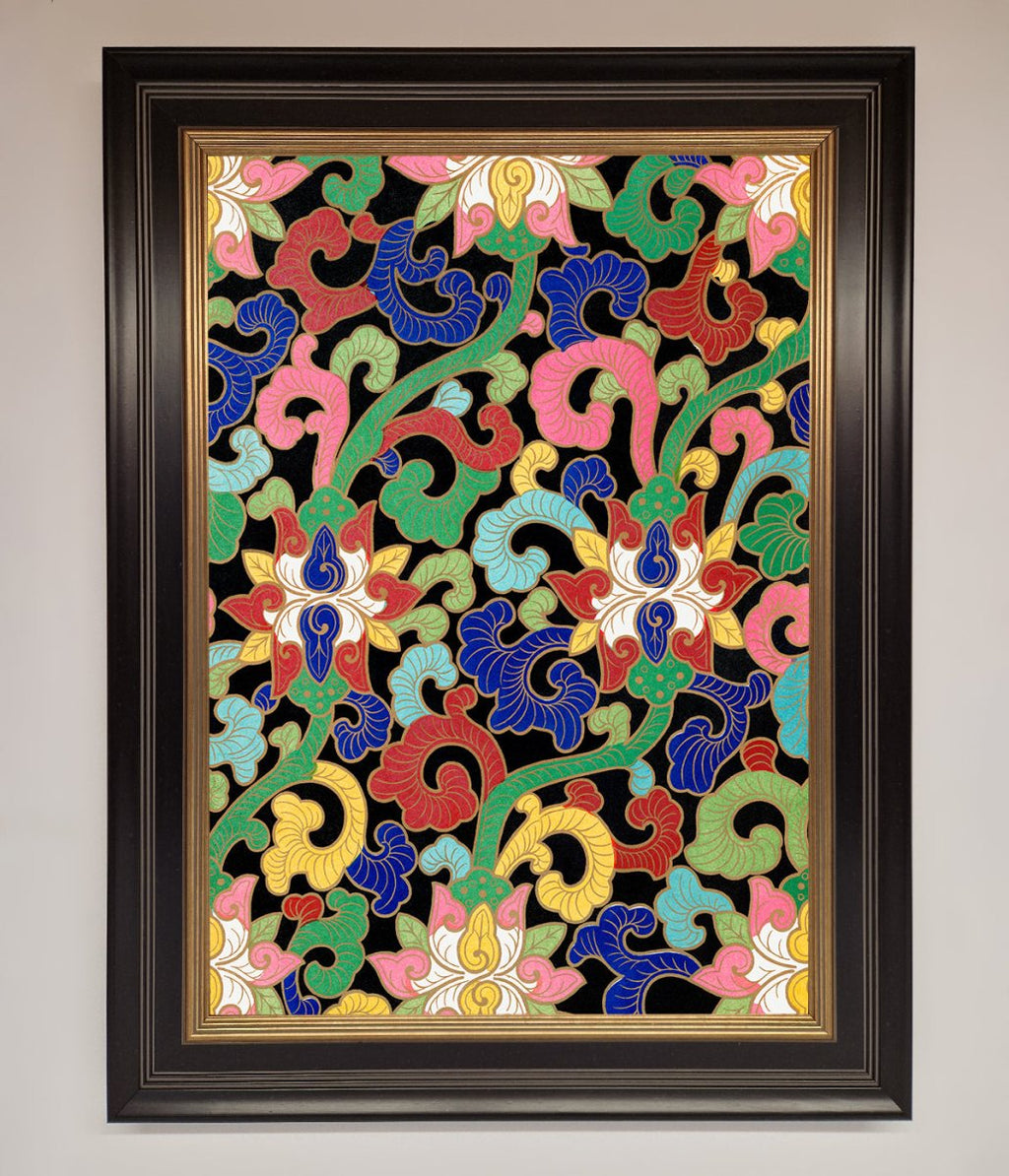 Vintage Flower Swirls Framed Wall Art