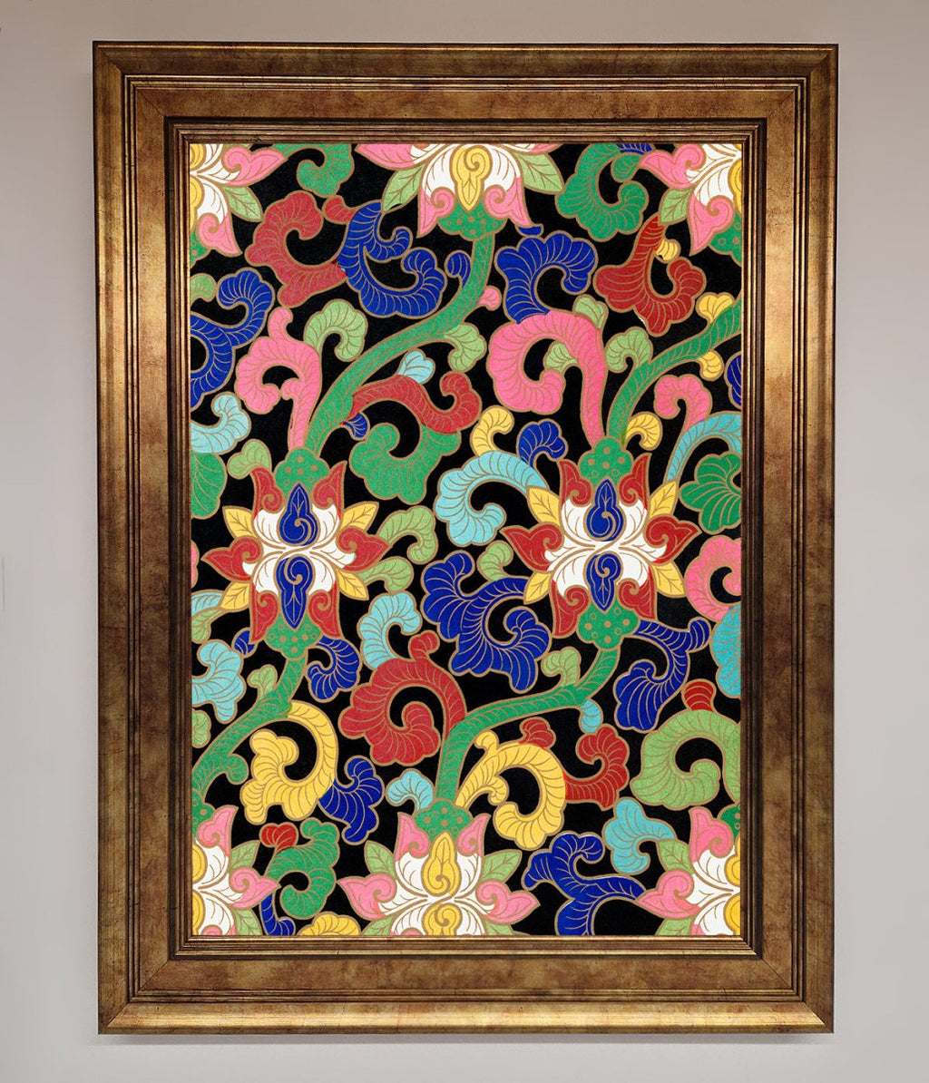 Vintage Flower Swirls Framed Wall Art