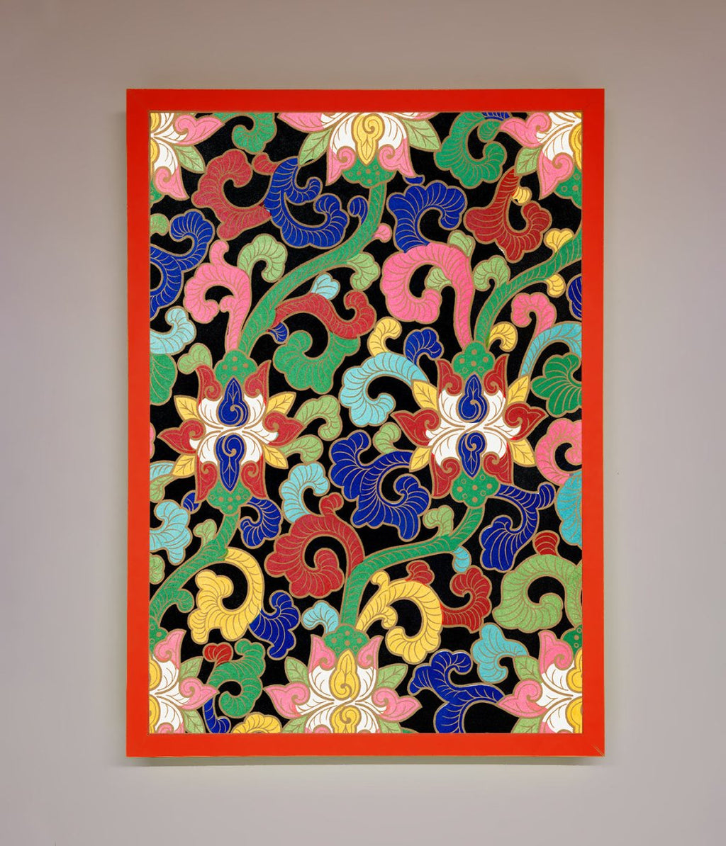 Vintage Flower Swirls Framed Wall Art