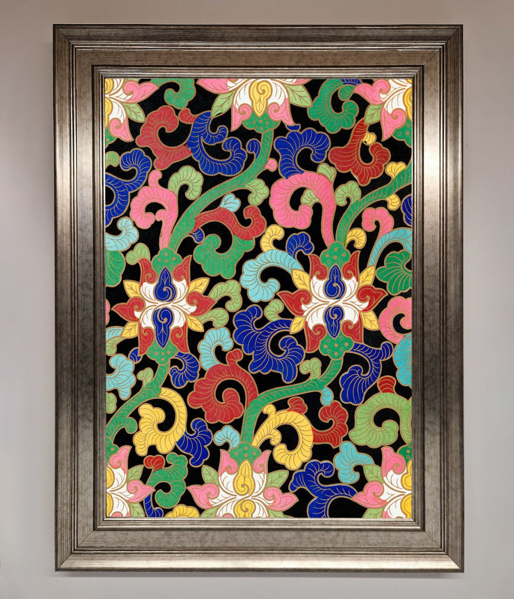 Vintage Flower Swirls Framed Wall Art