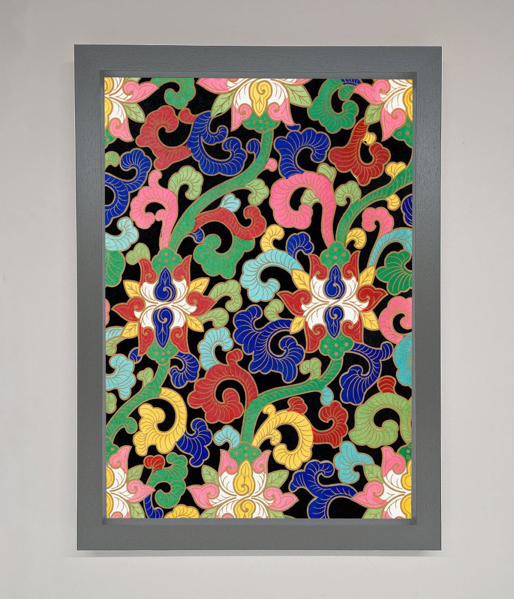 Vintage Flower Swirls Framed Wall Art