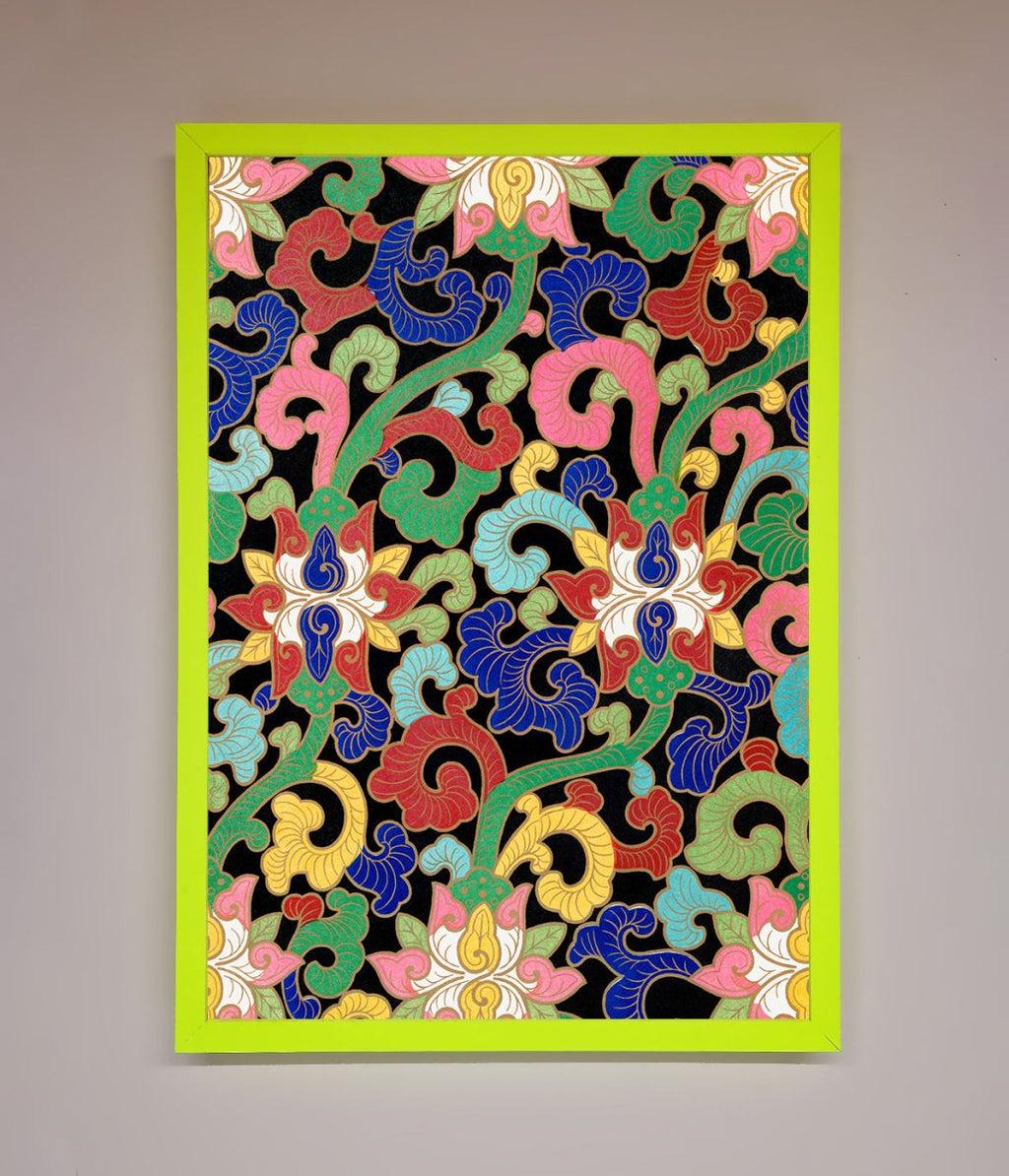 Vintage Flower Swirls Framed Wall Art