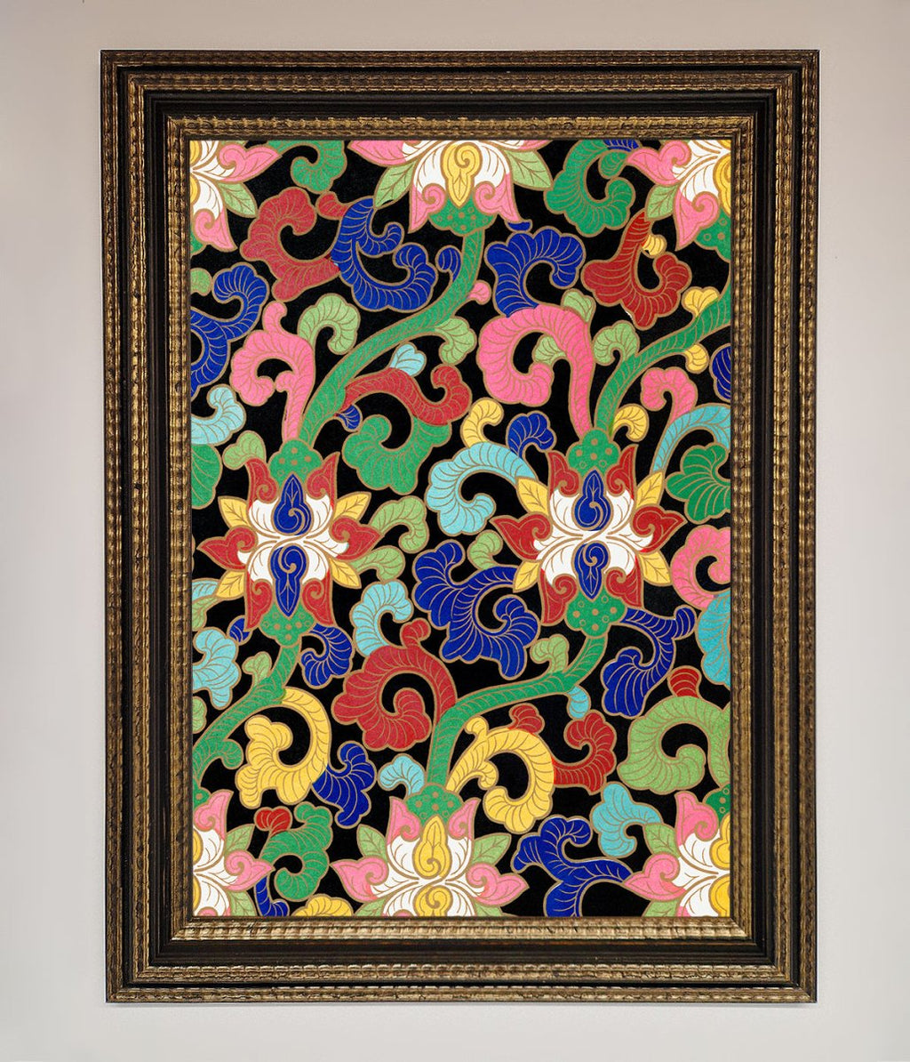 Vintage Flower Swirls Framed Wall Art