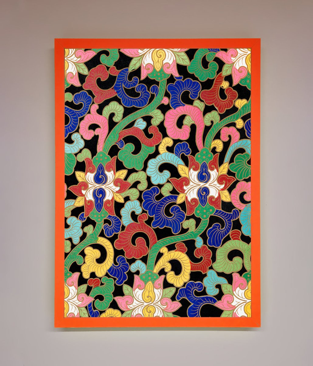 Vintage Flower Swirls Framed Wall Art