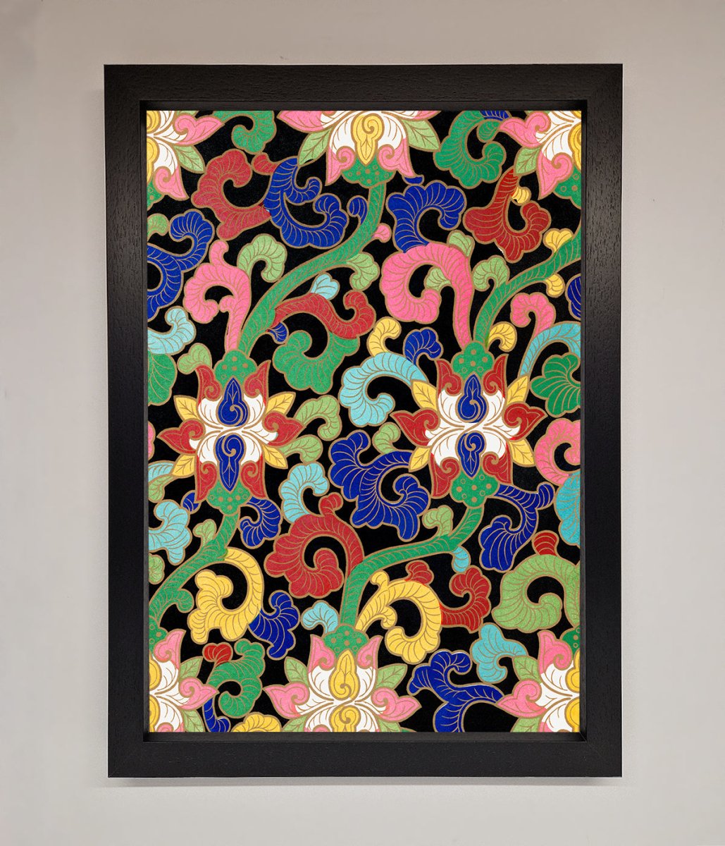 Vintage Flower Swirls Framed Wall Art