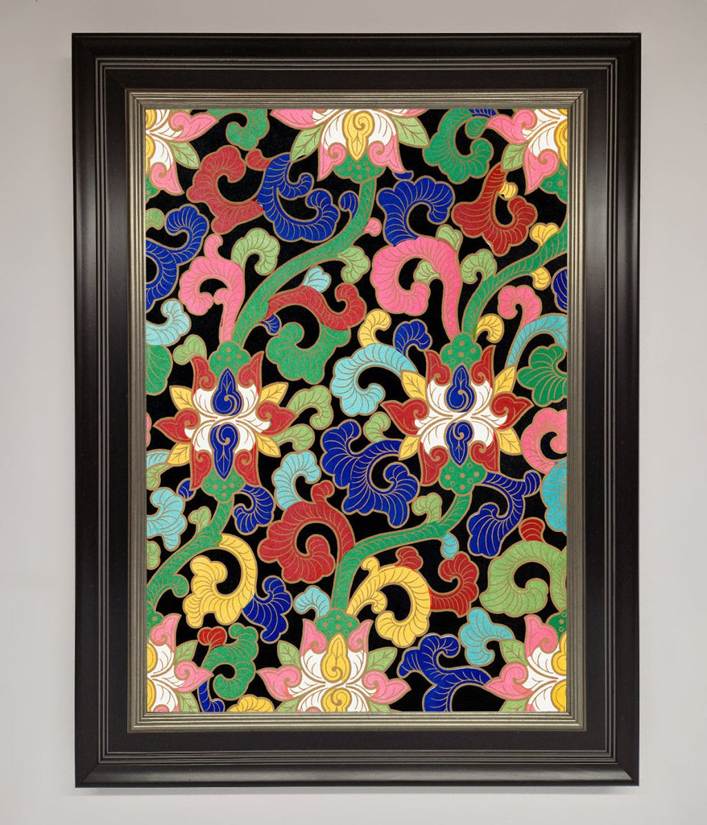 Vintage Flower Swirls Framed Wall Art