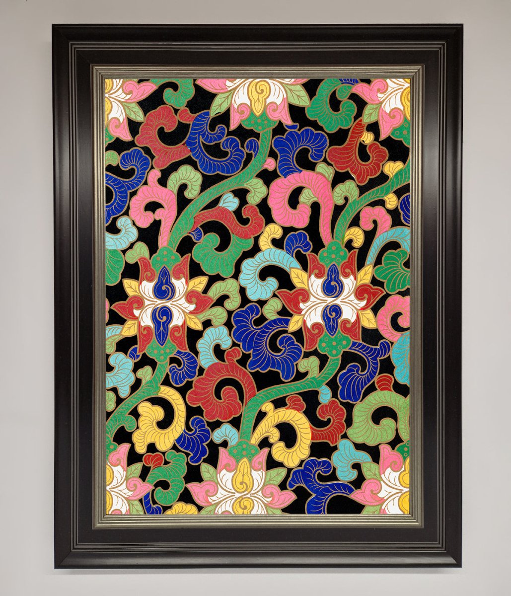 Vintage Flower Swirls Framed Wall Art