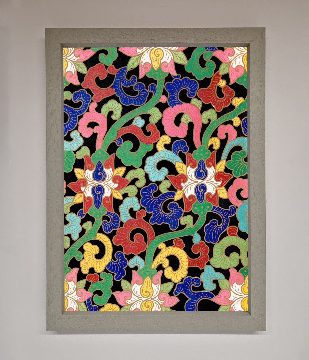 Vintage Flower Swirls Framed Wall Art