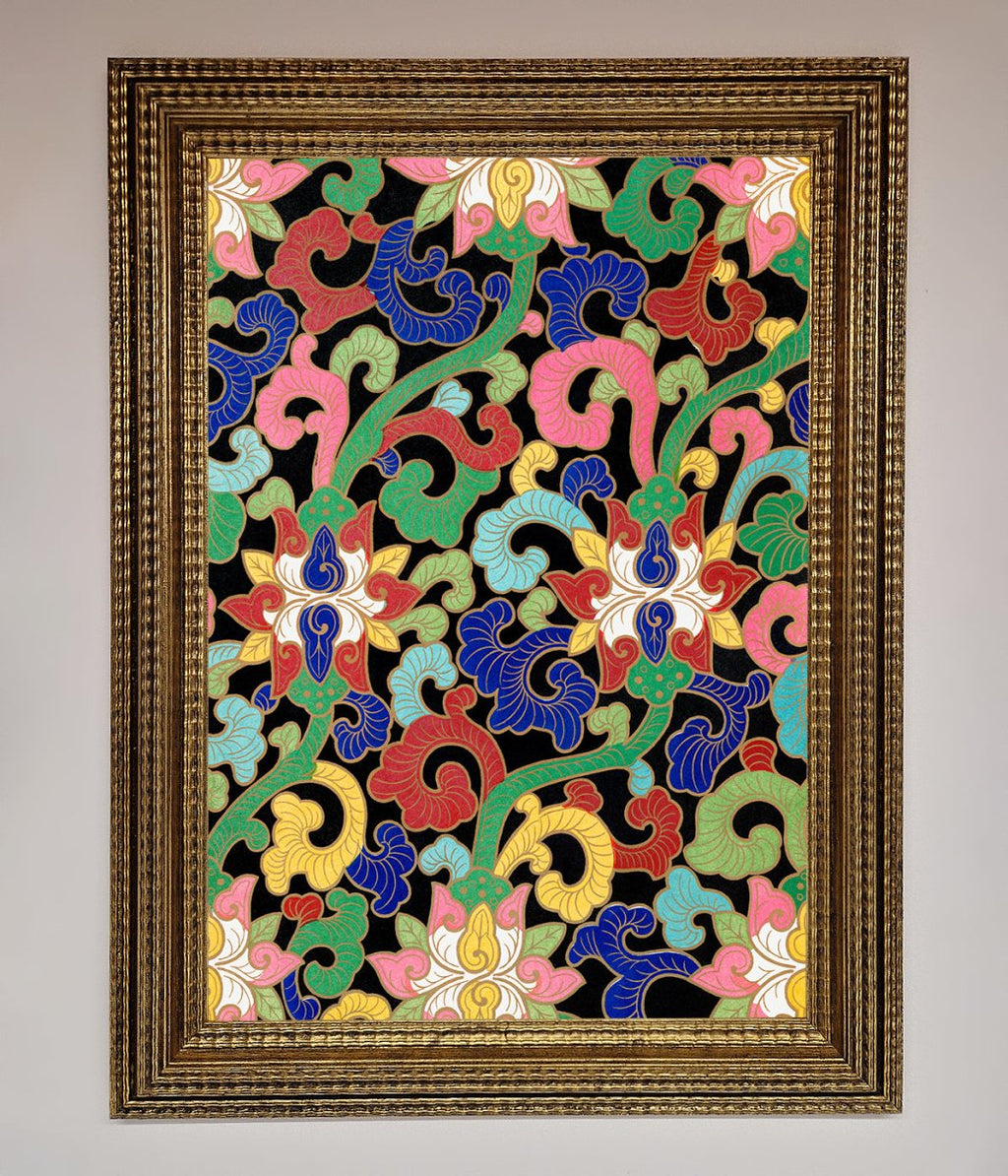 Vintage Flower Swirls Framed Wall Art