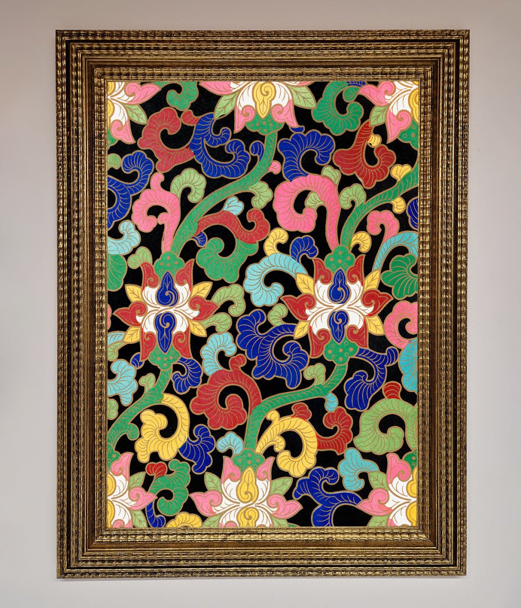 Vintage Flower Swirls Framed Wall Art