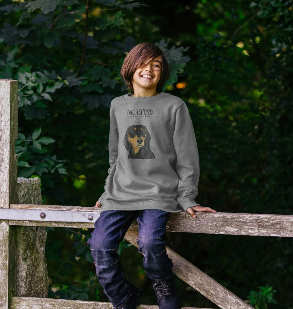 Snuggly Black & Tan Sausage Dog Kids' Sweatshirt – Ethically Made Cuteness!