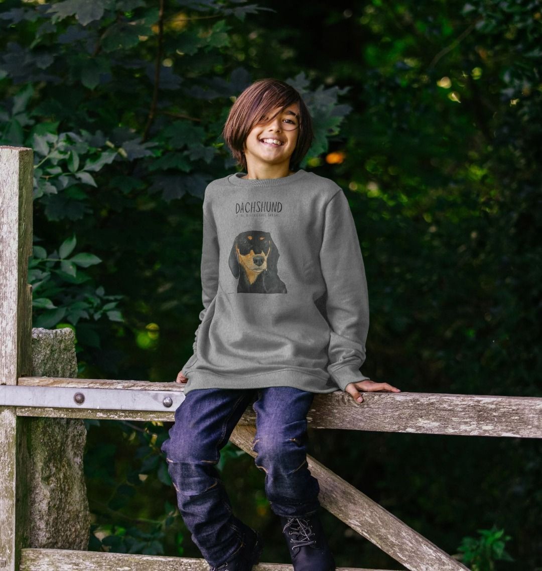 Snuggly Black & Tan Sausage Dog Kids' Sweatshirt – Ethically Made Cuteness!