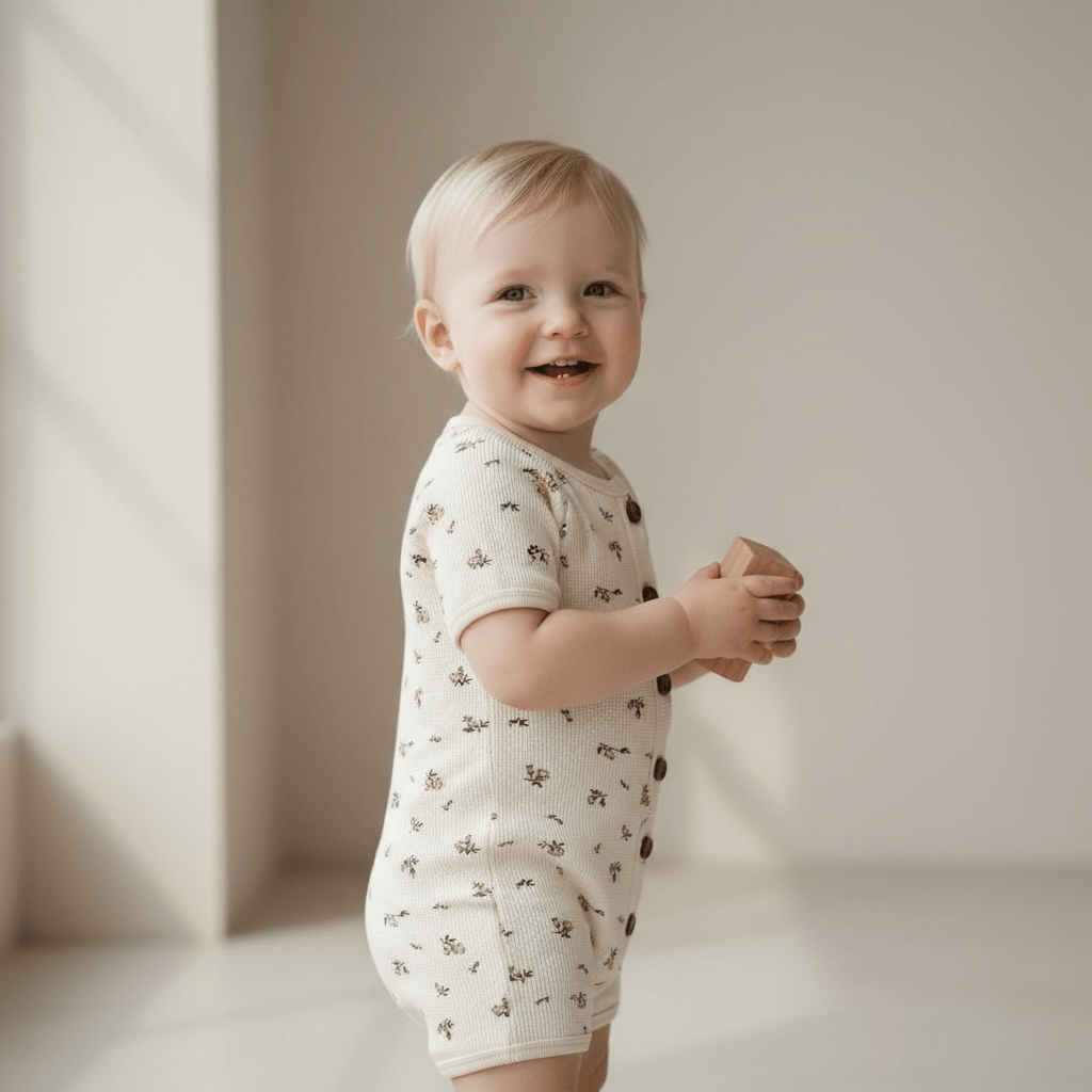 Waffle Romper in Soft Cotton