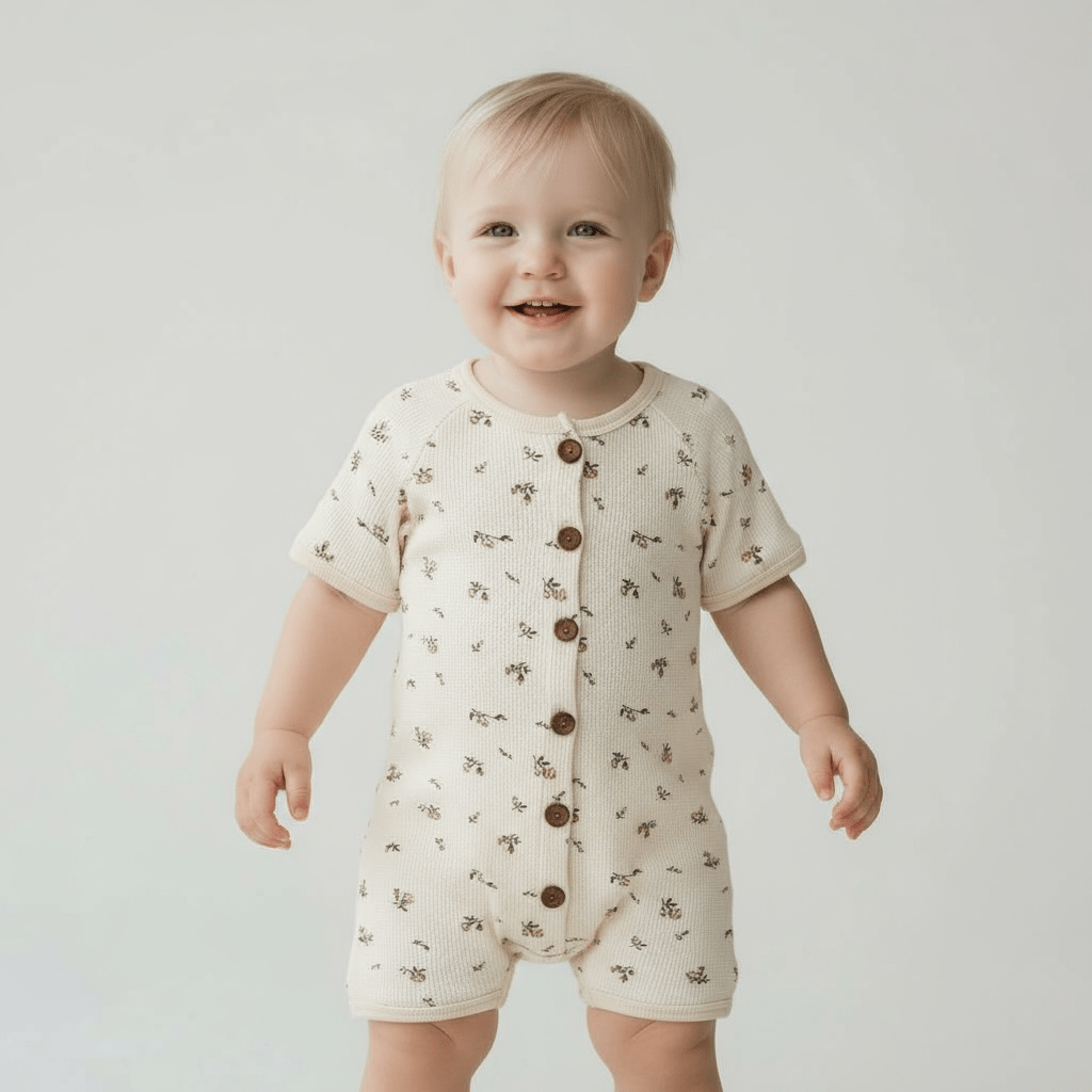 Waffle Romper in Soft Cotton