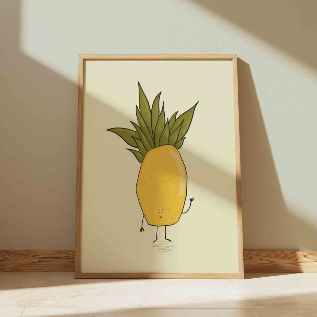 Waving Pineapple – Fun Fruit Art Print