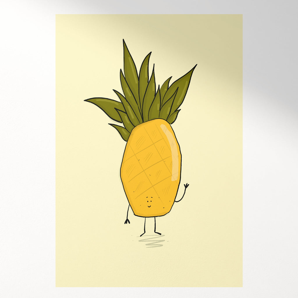 Waving Pineapple – Fun Fruit Art Print