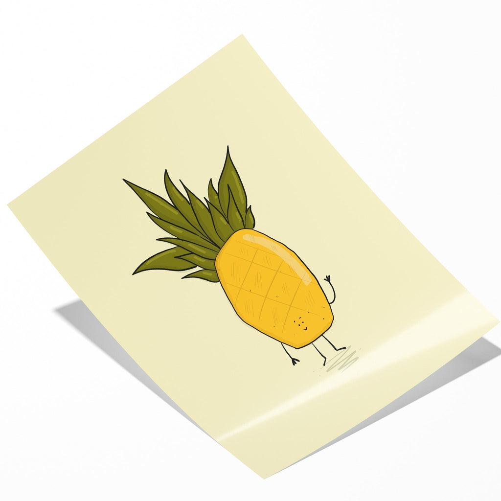 Waving Pineapple – Fun Fruit Art Print