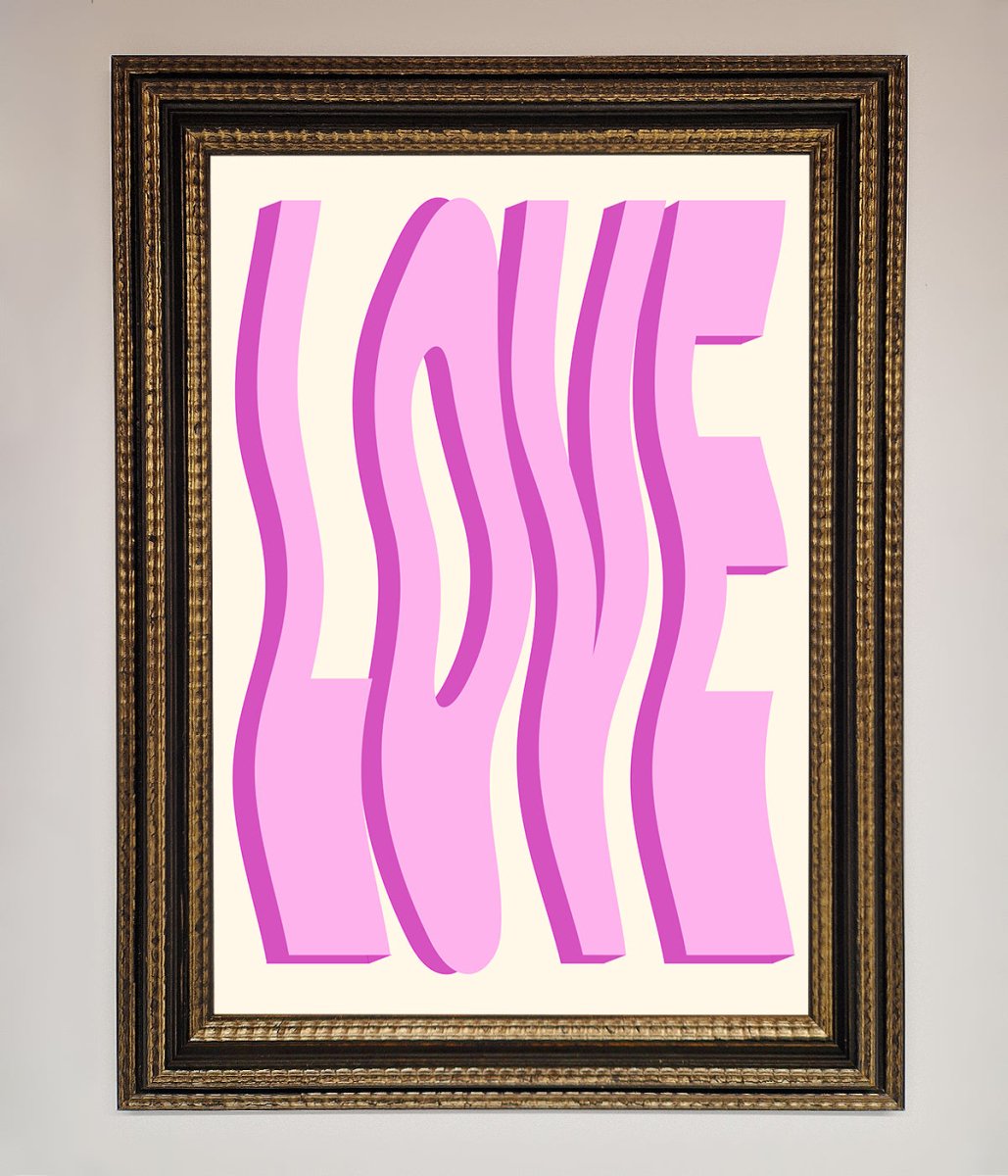 Wavy Love Pink Framed Poster