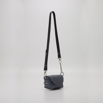 Handmade Leather Shoulder - Grey and Blue Texture