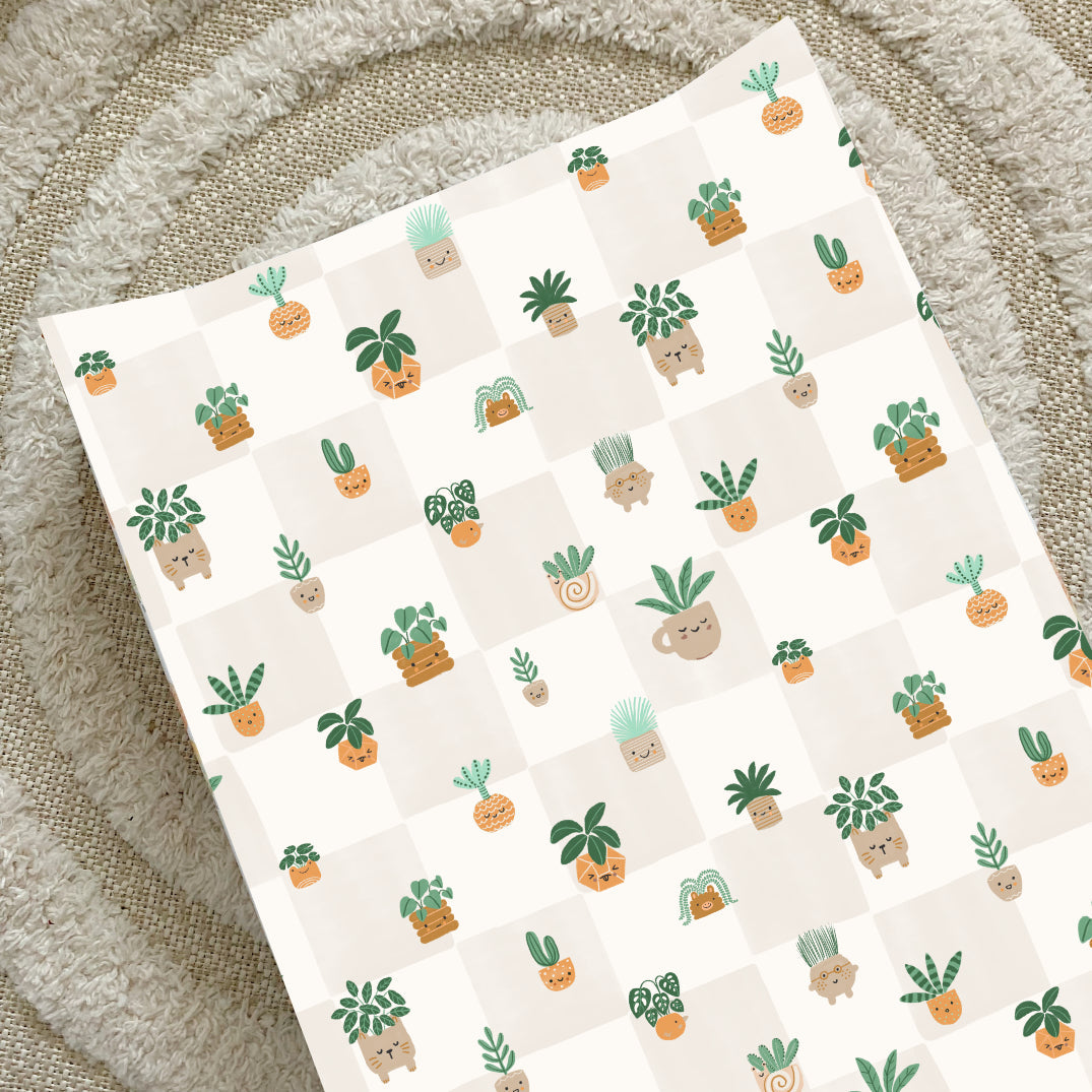 Anti-Roll Wedge Baby Changing Mat - Pot Plants