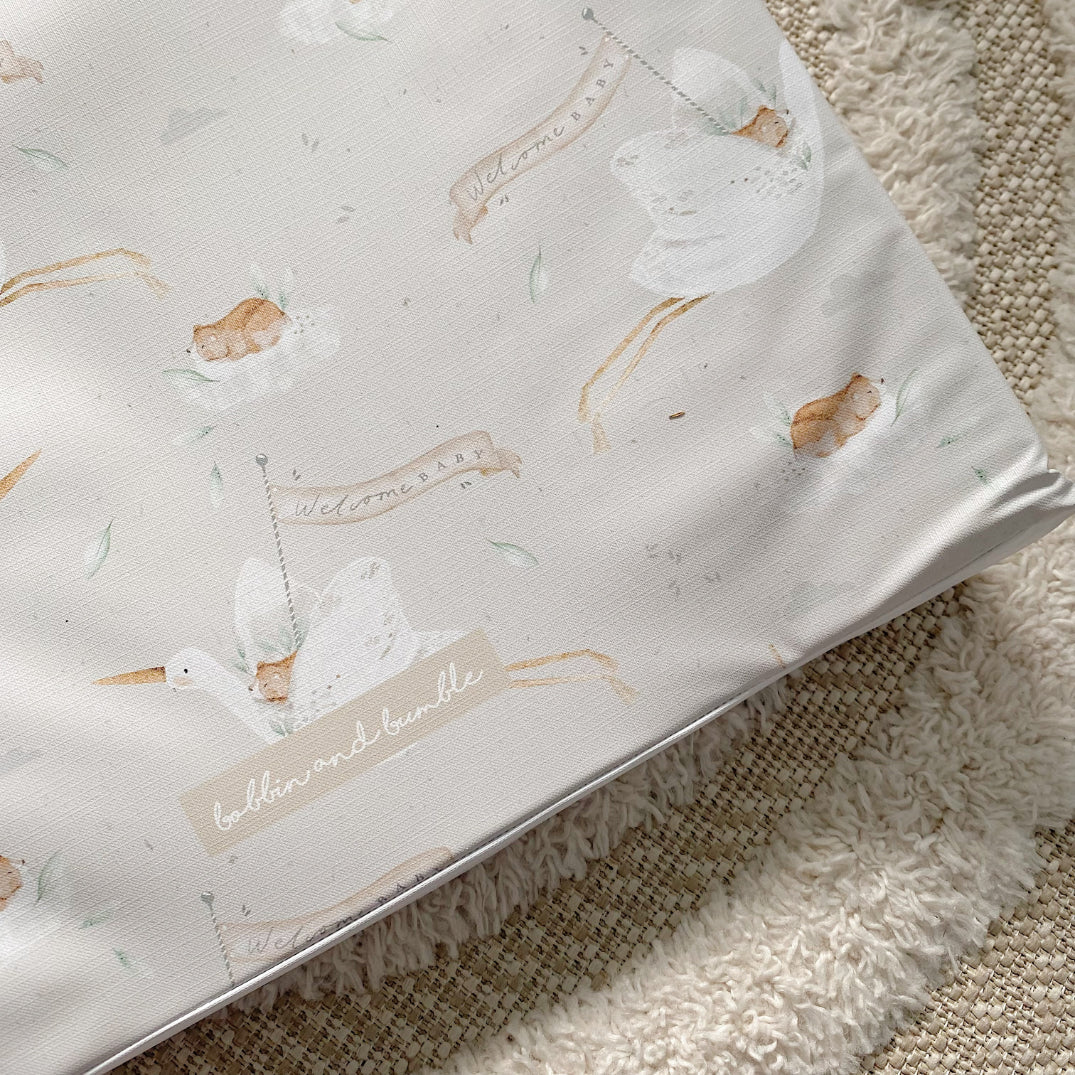 Anti-Roll Wedge Baby Changing Mat - Welcome Baby Print