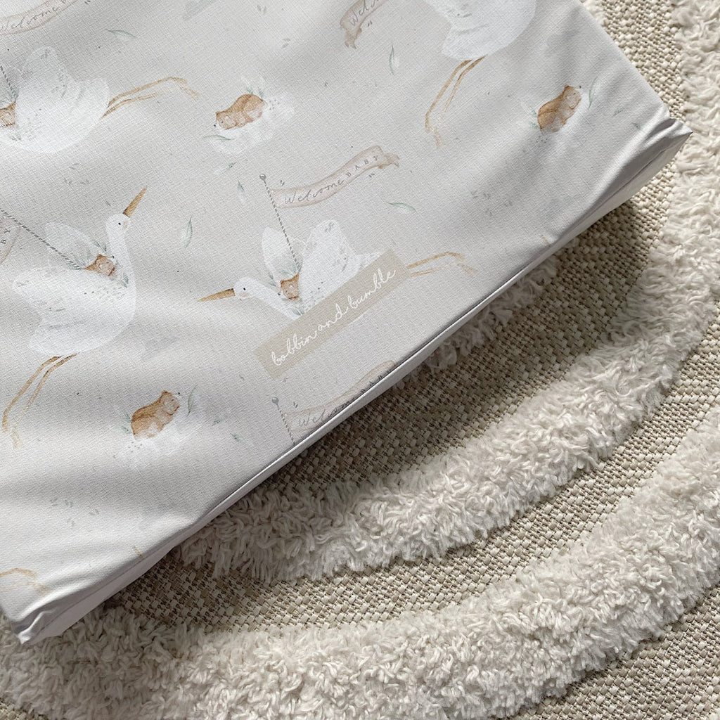 Anti-Roll Wedge Baby Changing Mat - Welcome Baby Print
