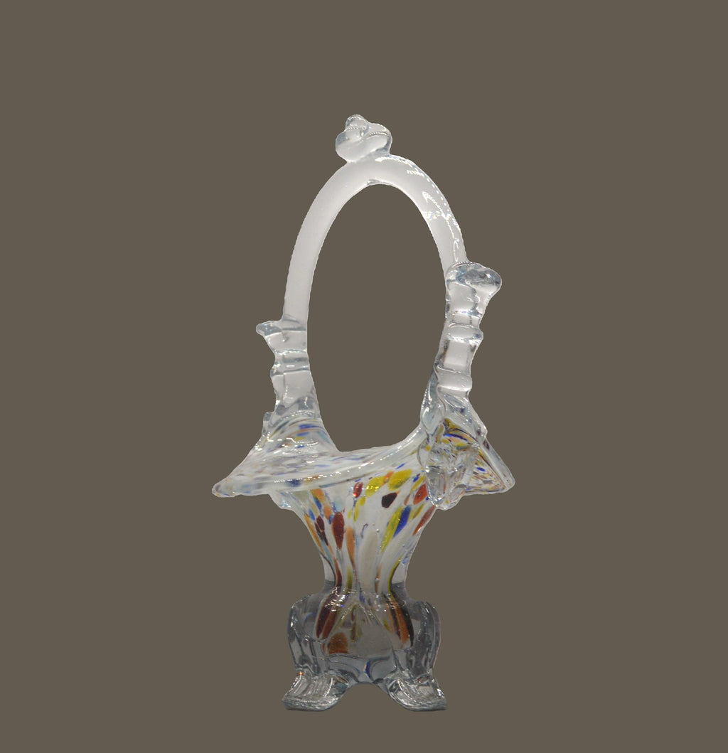 MURANO STYLE MULTICOLURED ART GLASS BASKET