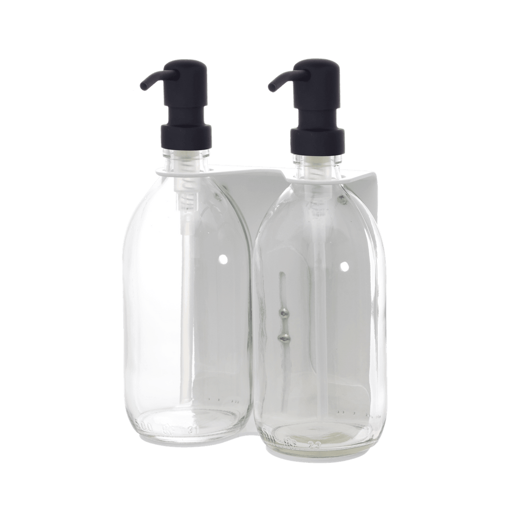 White Double Wall Mounted Soap Dispenser