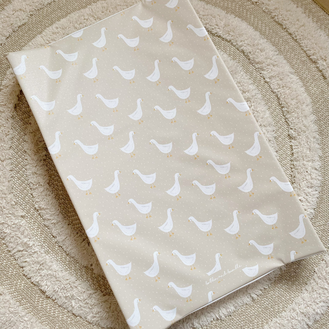 Anti-Roll Wedge Baby Changing Mat - Splash Goose print