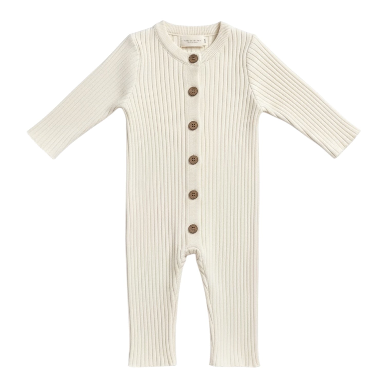 White Ribbed Cotton Baby Romper with Button Front