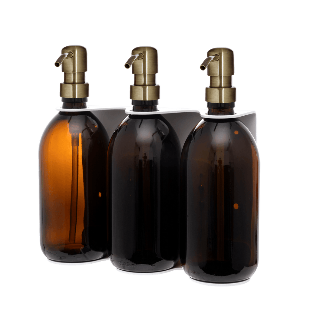 White Triple Wall Mounted Soap Dispenser