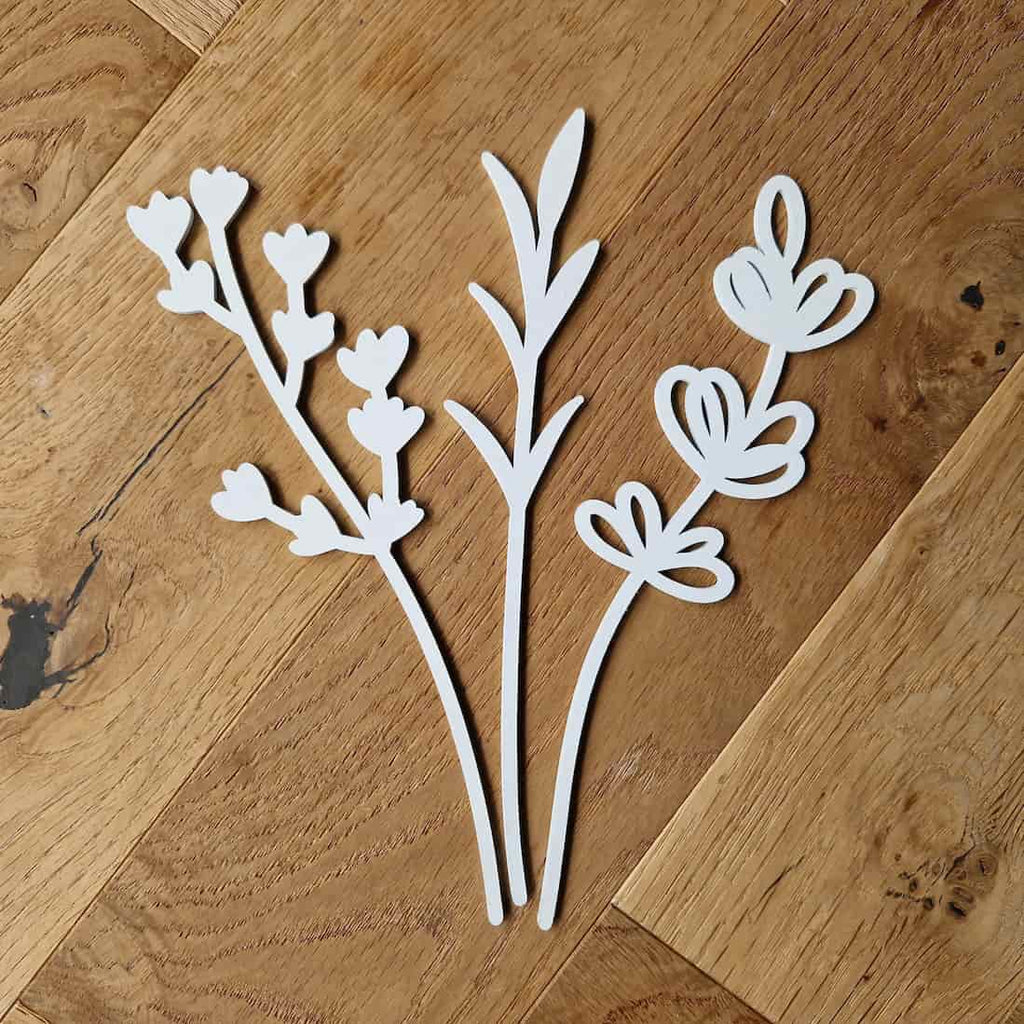 White Wooden Flower Bouquet Gift - Set of 3