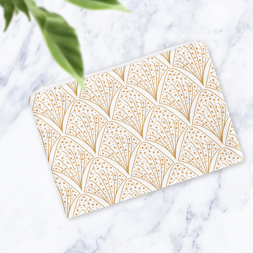 White Abstract Make Up Bag