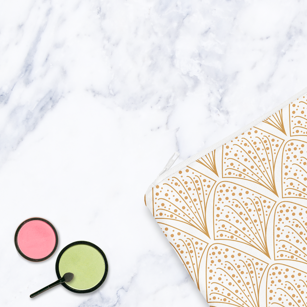 White Abstract Make Up Bag