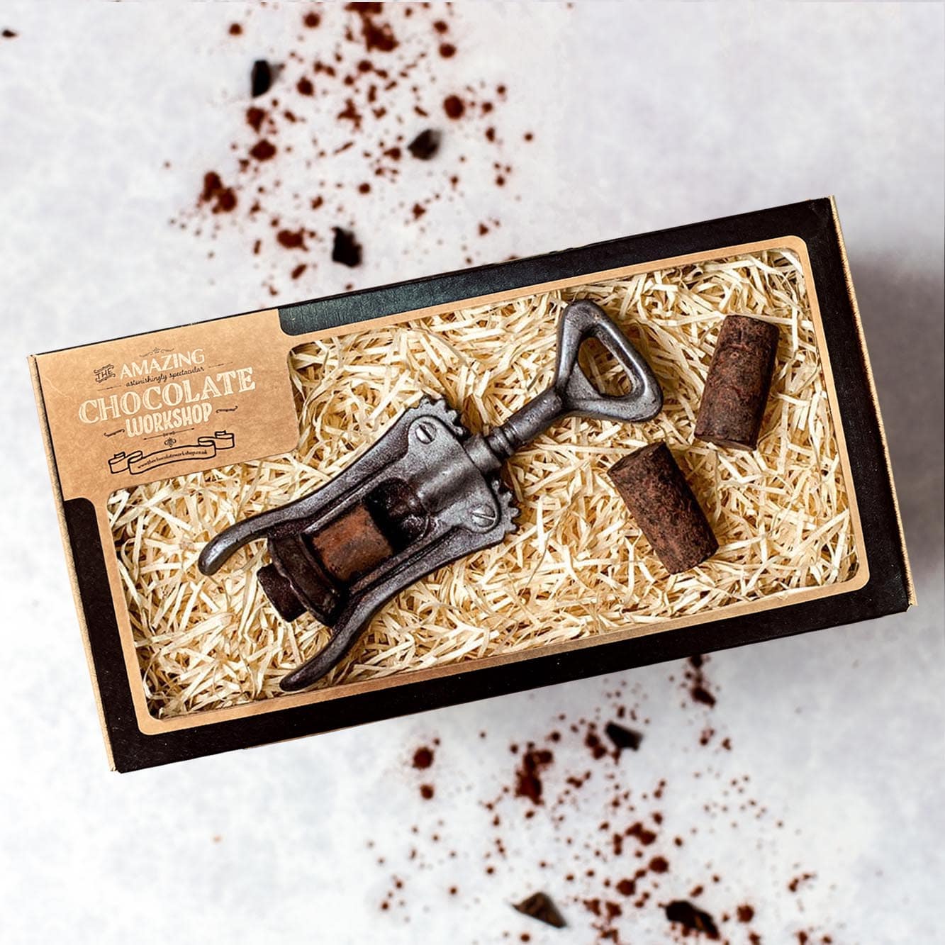 Wine Lovers Chocolate Gift Set – Corkscrew & 2 Wine Cork Gift Box