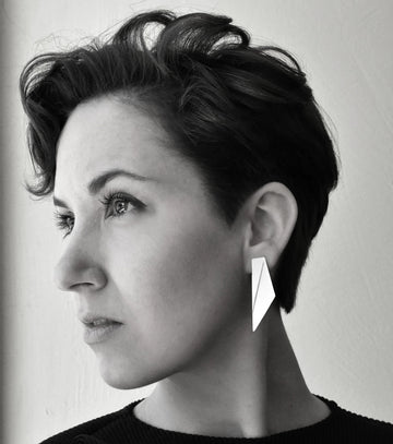 Exquisite Handcrafted Short Wing Earrings – Spanish Leather & Silver by Gerda Retter Design at www.brixbailey.com