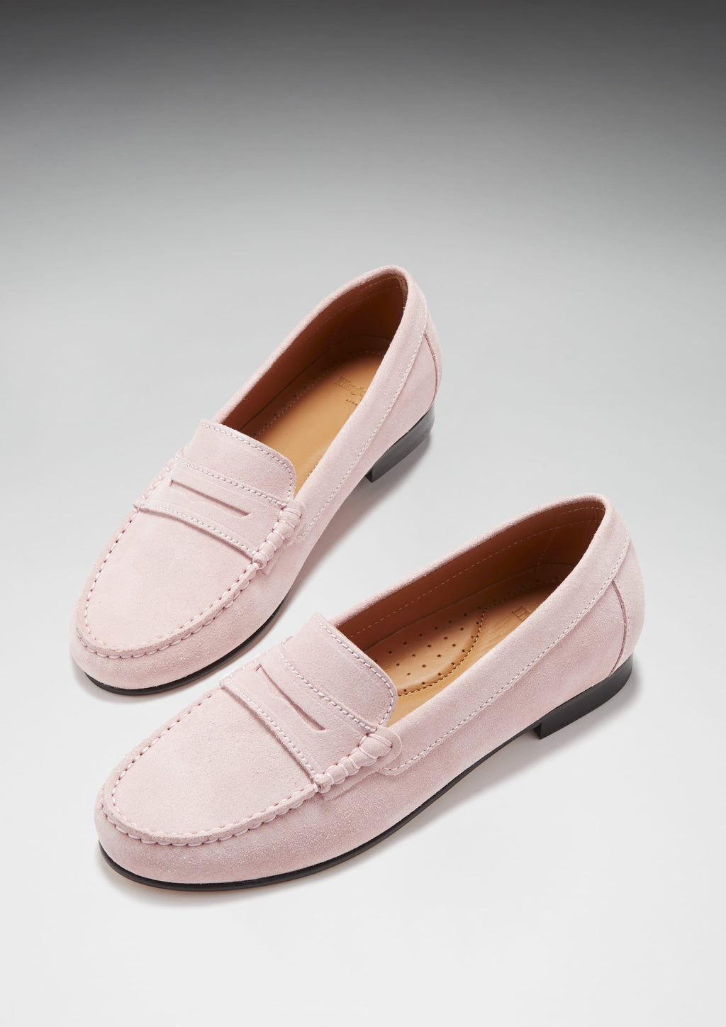 Ice Pink Suede Penny Loafers for Women