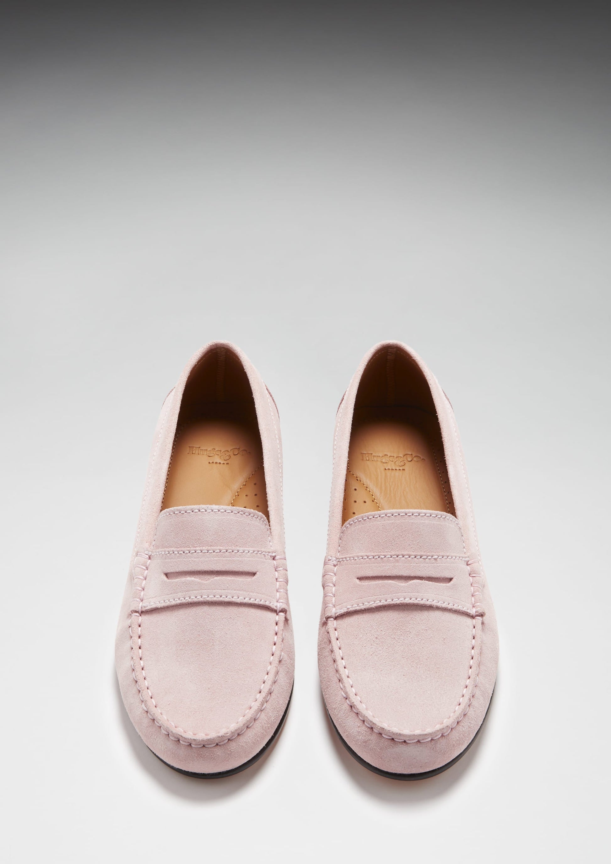 Ice Pink Suede Penny Loafers for Women