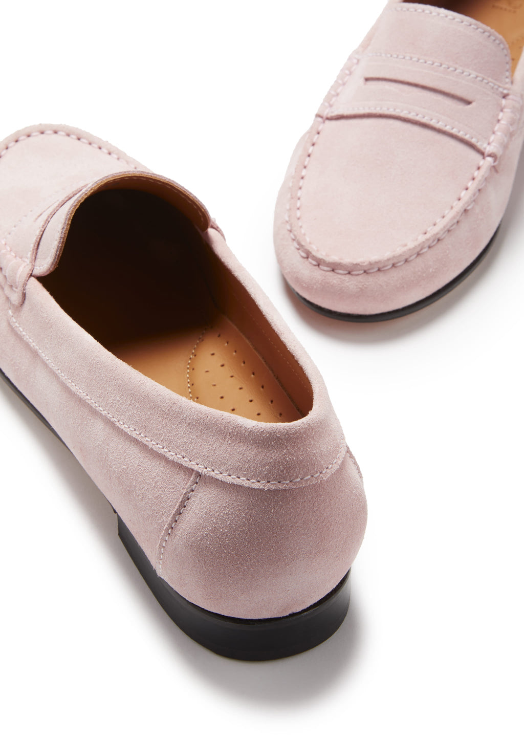 Ice Pink Suede Penny Loafers for Women