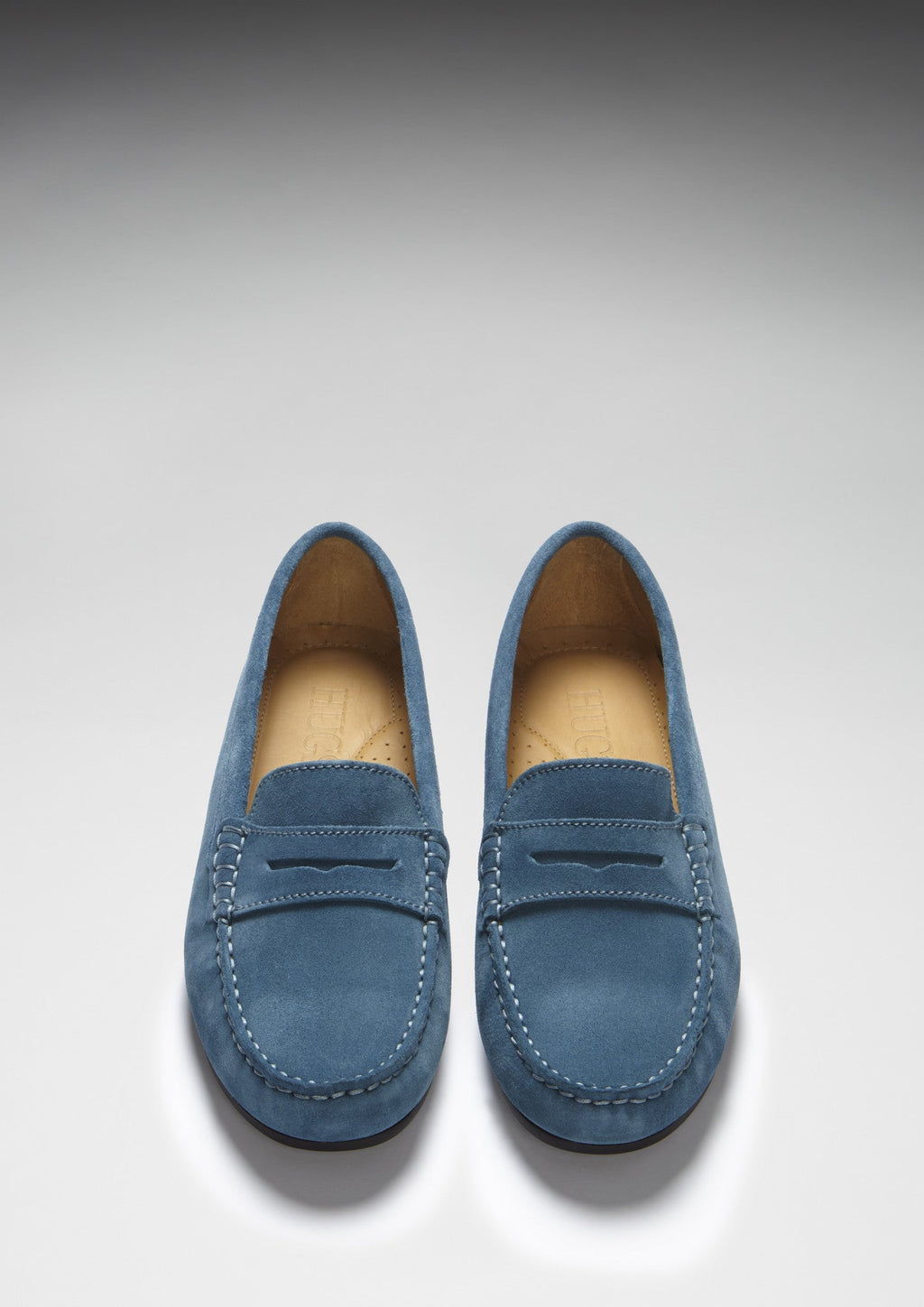 Women's Teal Suede Penny Driving Loafers with Rubber Sole